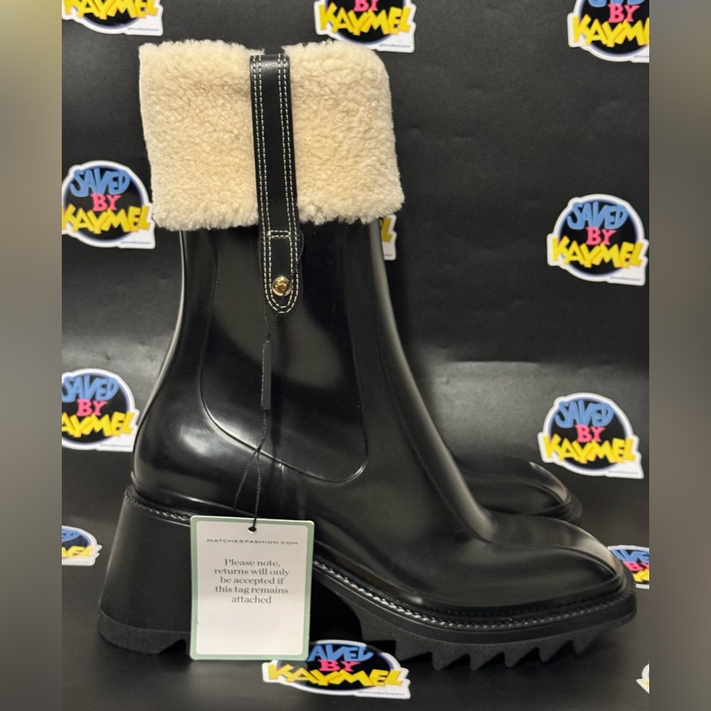 Size 41 - Chloé Women's Betty Shearling Cuff Rain Boots
